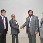 (from left to right) Mr. Anant Goenka, (MD, CEAT Tyres) Mr. A. K. Shamsuddin Khan (Chairman, A.K Khan & Company Ltd), Mr. Harsh Goenka (Chairman, RPG Enterprises) and Mr. Salahuddin Kasem Khan (MD, A.K Khan & Company Ltd.)